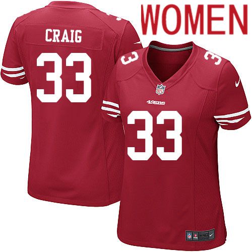Women San Francisco 49ers 33 Roger Craig Nike Scarlet Game Player NFL Jersey